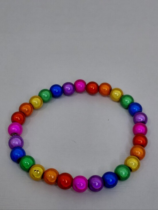 Handmade Other - Hand Made Kids Rainbow Beaded Stretch Bracelet — Multicolor 5.5 Inches